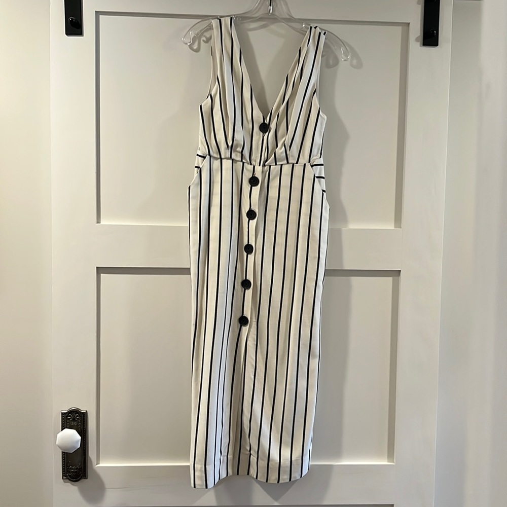 Topshop Free People linen striped button midi dress J Crew Madewell ASOS XS 0 2